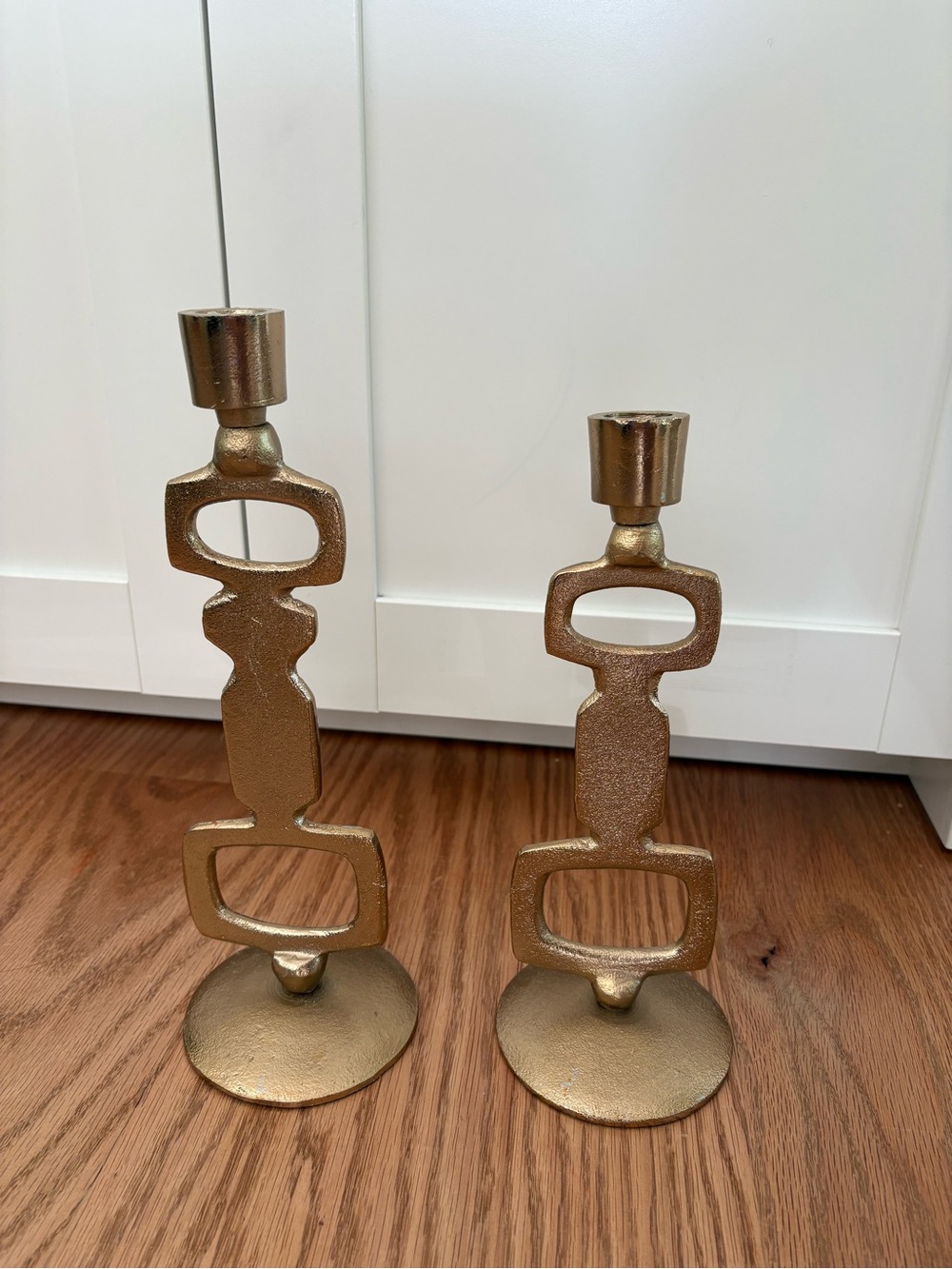 Gold Abstract Geometric taper candle holders